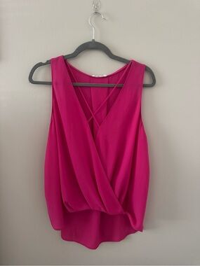 LUSH Women’s Fuchsia Sleeveless Criss Cross Blouse